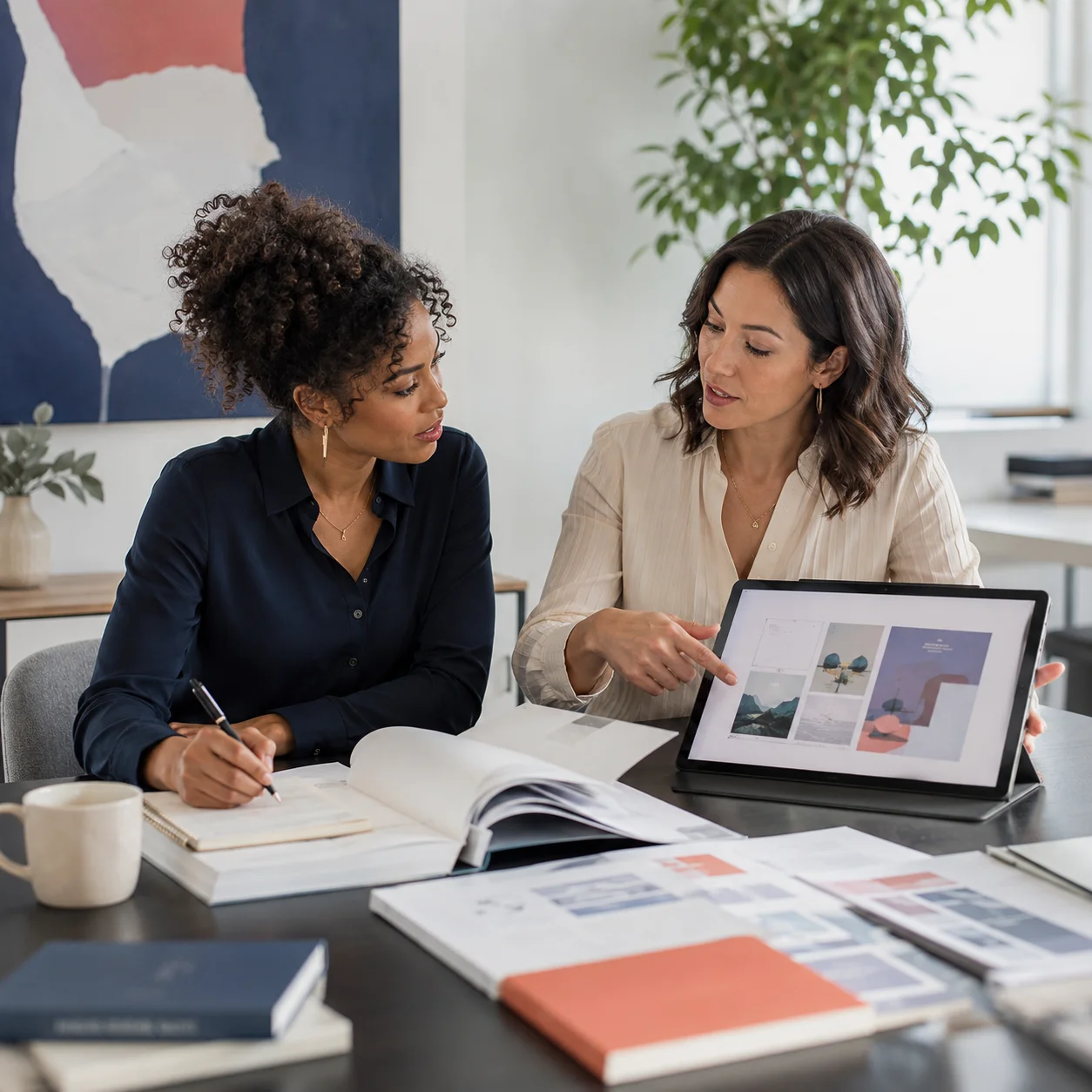 Author discussing manuscript development and publishing options with an editorial consultant